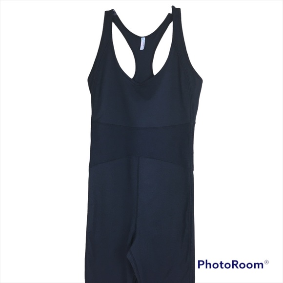 Free People FP Movement First Place Onesies Ribbed Waist Racer Back Black Sz L - Picture 3 of 10